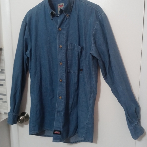 Dickies Men's Button down long sleeve denim shirt W Pocket Button down collar M - Picture 3 of 8